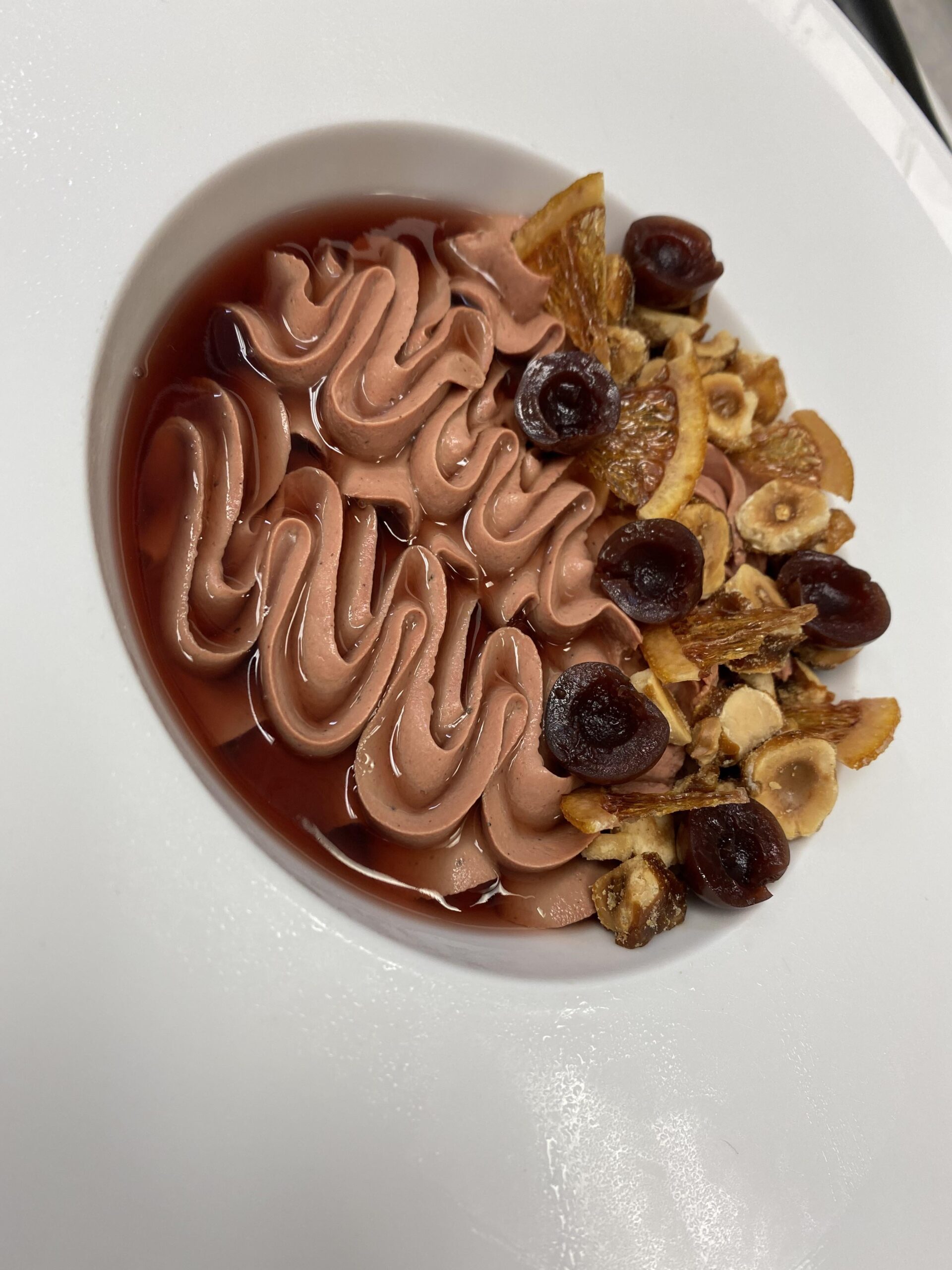 Chicken Liver, Griottine, Candied Orange, Hazelnut foodiedude